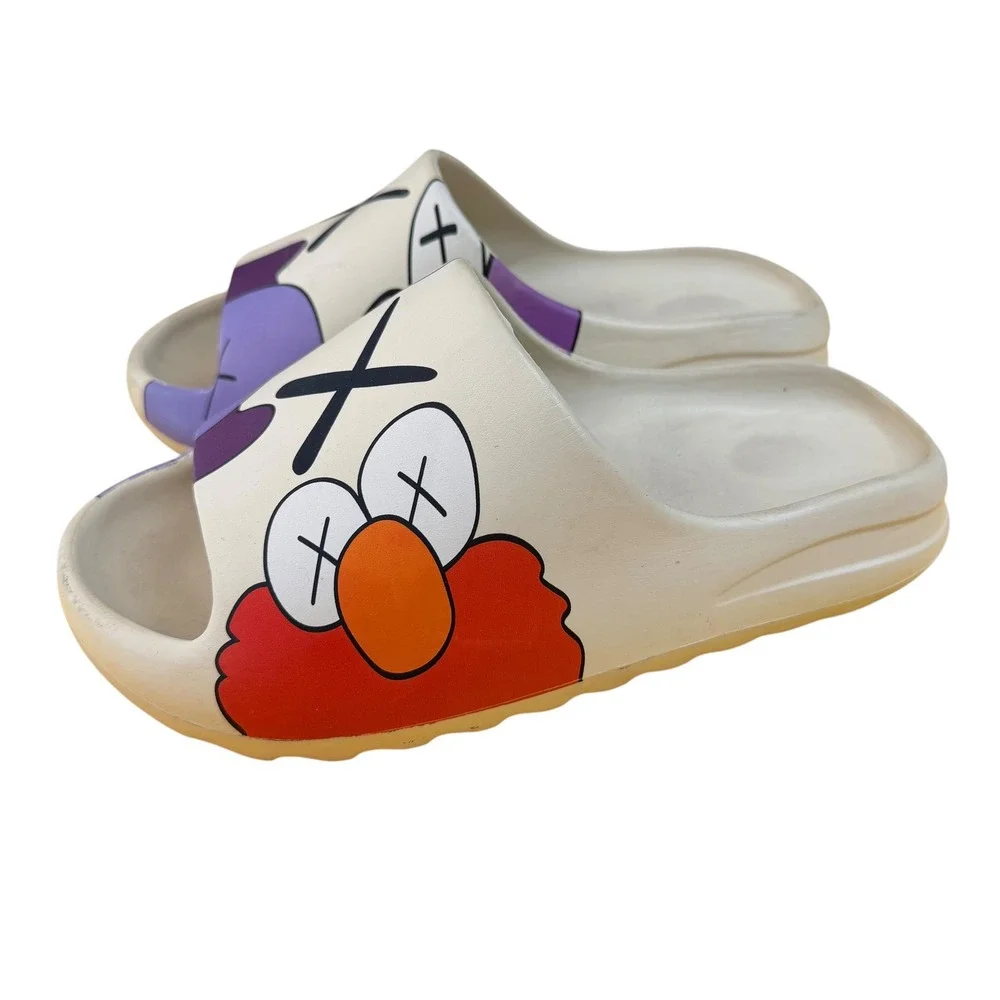 KAWS Style Elmo Sesame Street Foam Slides Graphic Sandals Mens 9-10 EU 42-43